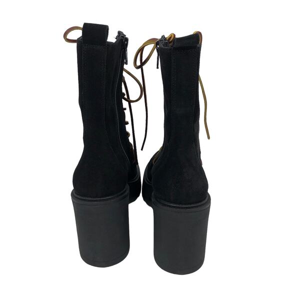 New NoBox Free People Dylan Black Suede Leather Lace Up Boots Chunky Heel 36 / 6 - Picture 5 of 11